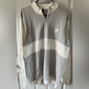 NWT Adidas sport 1/4 zip golf sweater. Sz XL. Gray & white